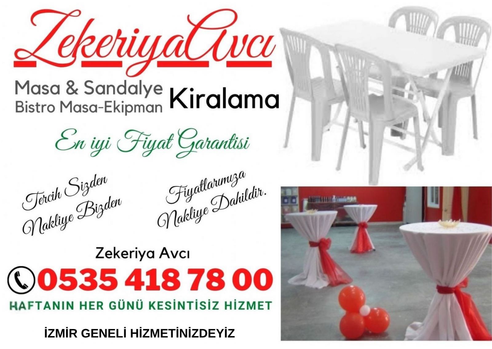 Karabağlar Masa Sandalye Kiralama